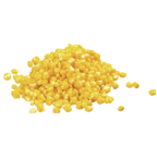 A heap of yellow granules on a white background.